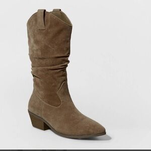 Universal Thread Adaline Knee Height Pull On Western Boots Taupe New With Tags